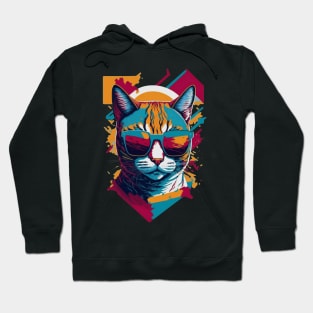 Vintage Vibes and Feline Flair Retro Cool Cat Hoodie